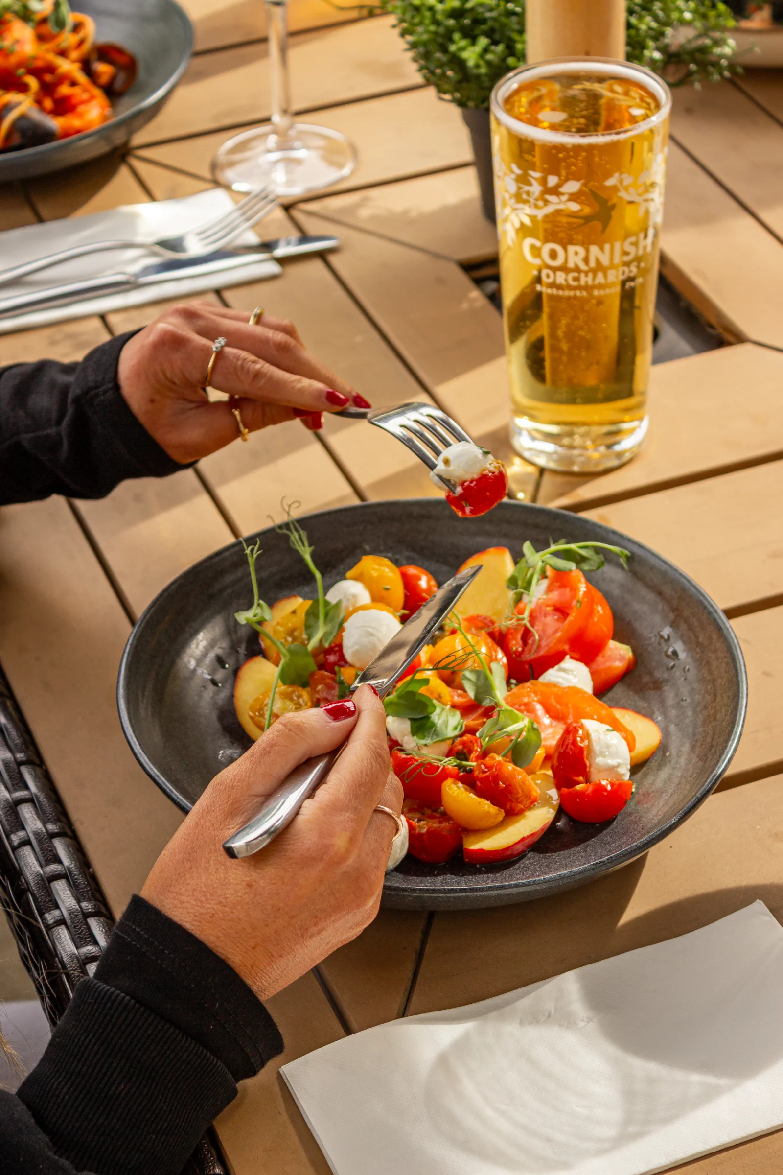 Freshly made salad and a pint of cider at The Cross Scythes Totley
