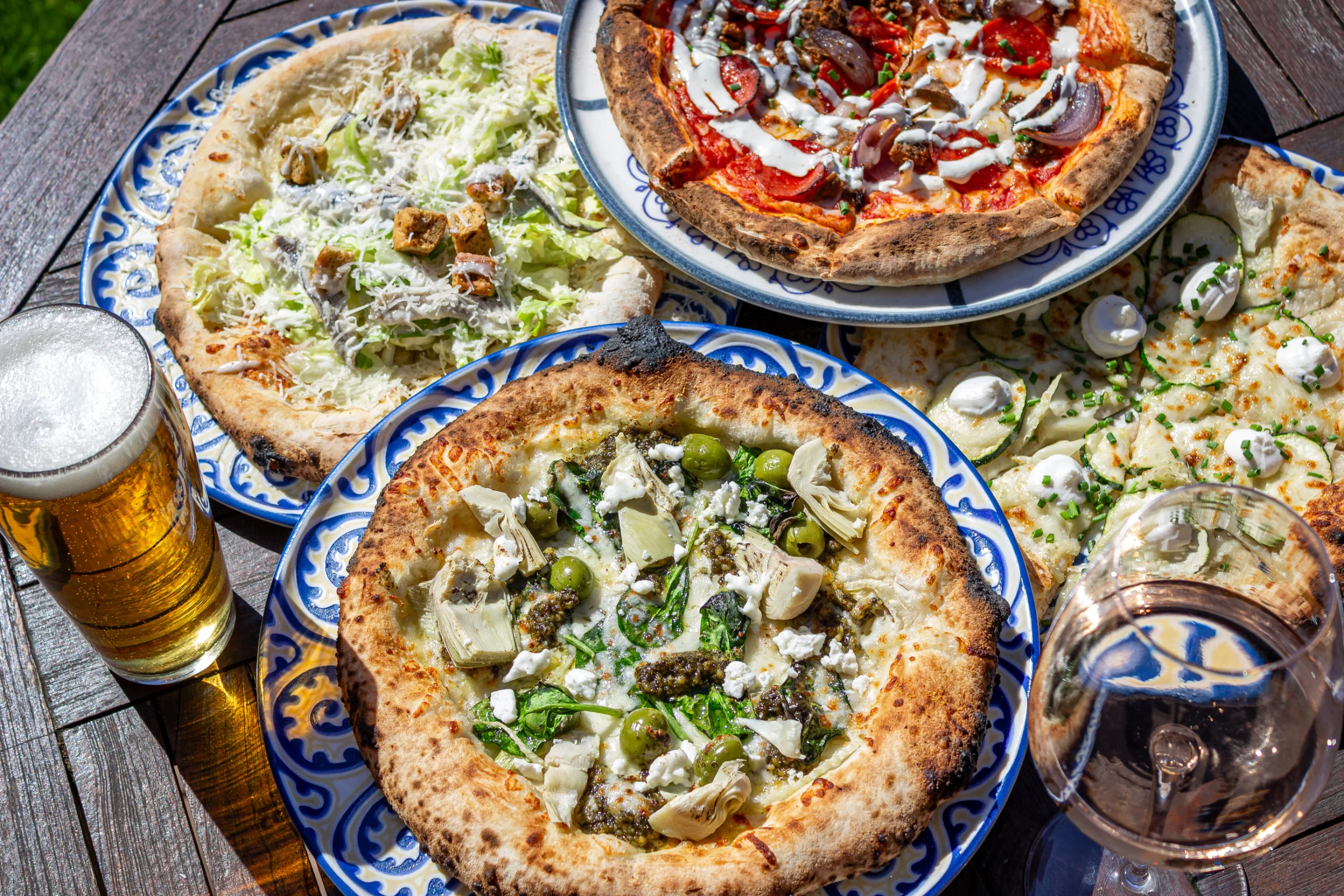 Freshly made pizza ready to share